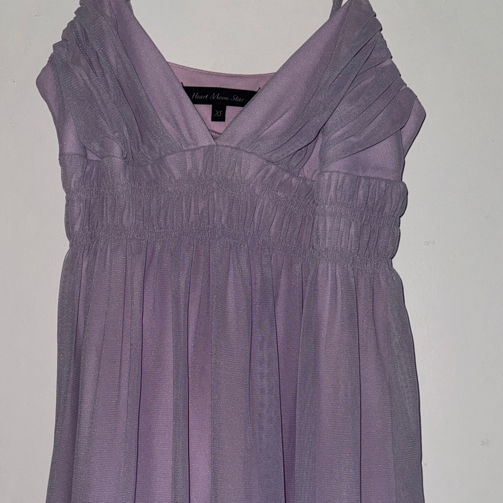 Heart Moon Star Lilac Pleated Chiffon Top - Picture 3 of 5